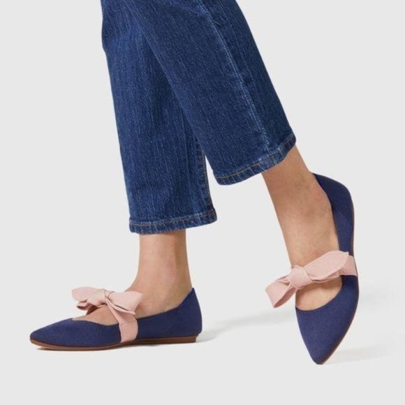 Rothy's Shoes - ROTHY'S Sapphire Mary Jane Sapphire Bow Flats